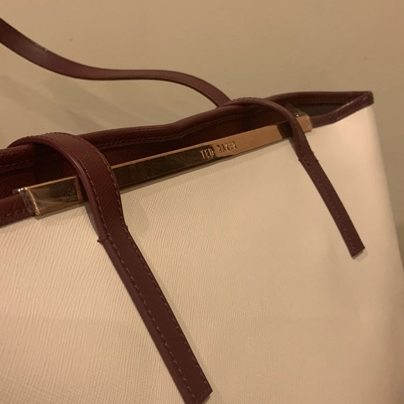 Ted Baker Powder Pink & Maroon Tote with Floral Clip Clutch 🌸 - Picture 8 of 9